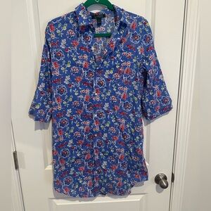 Floral Blue Button-Up Dress